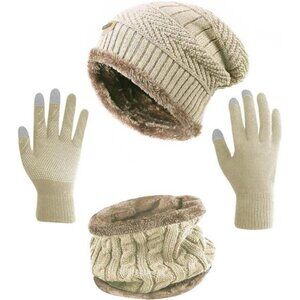 HINDAWI Winter Hat Scarf Gloves Slouchy‎ Beanie Snow Knit Skull Cap Touch Screen